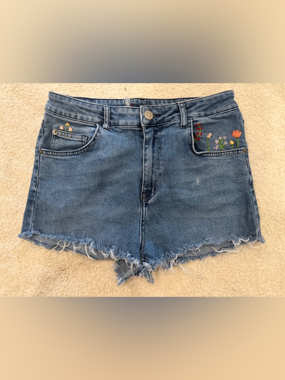 BDG Urban Denim Cutoff Shorts with Multicolor Floral Embroidery sz 32
